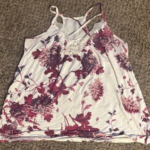 Maurices Pink Floral Camisole with Lace